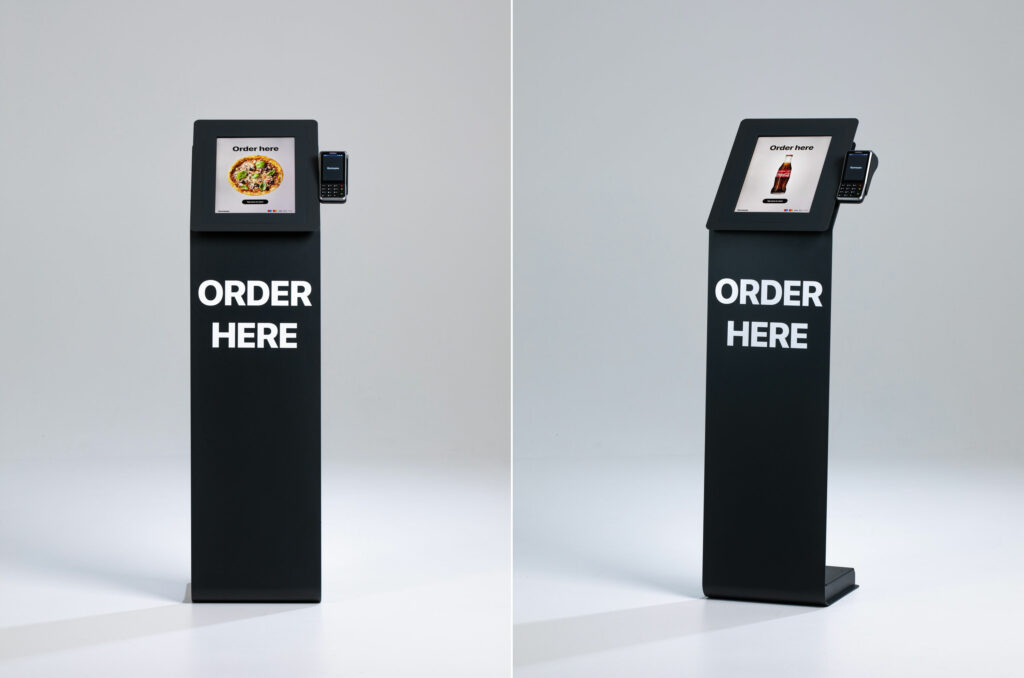 Images of interactive ordering kiosks